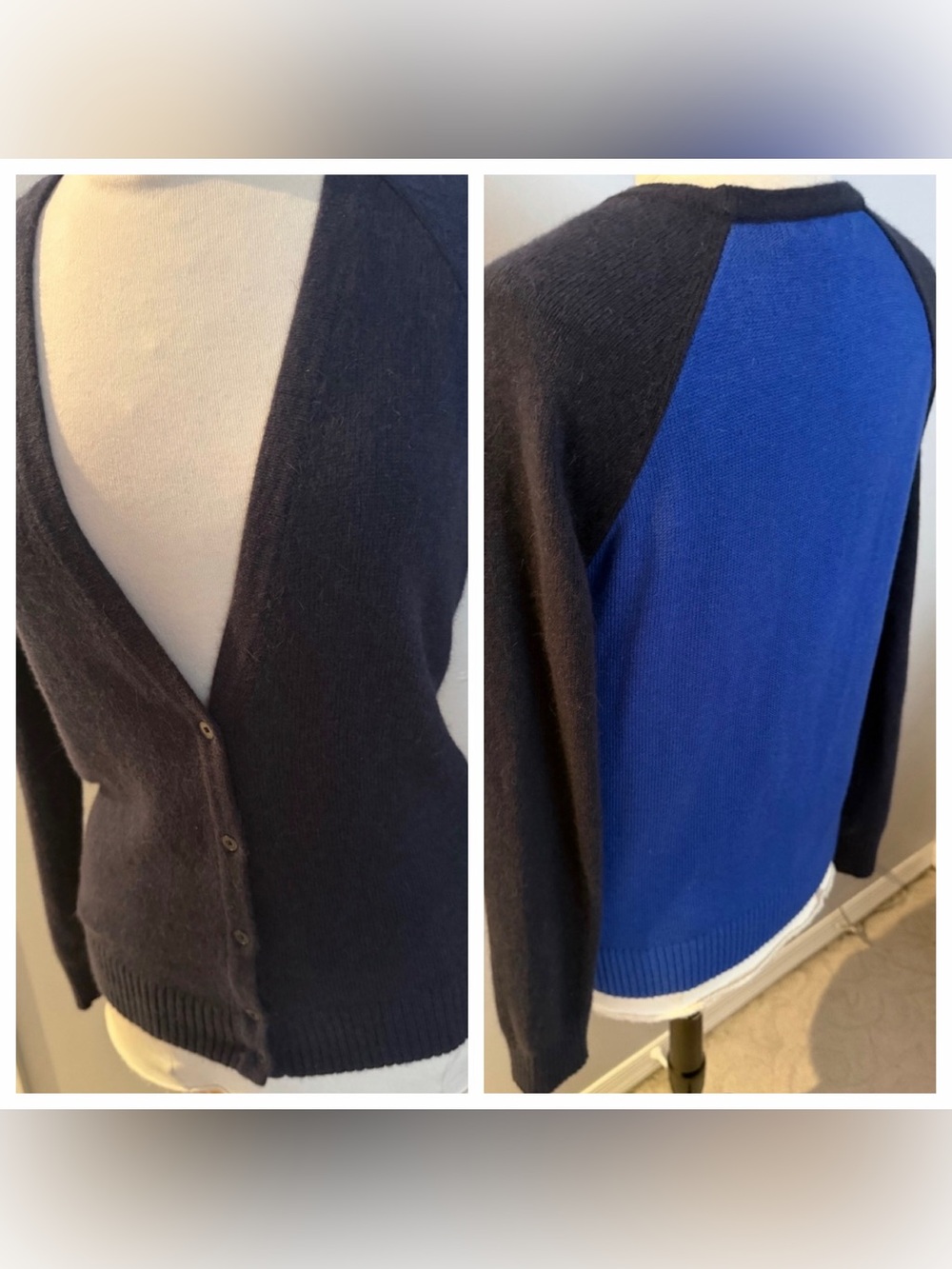 GAP Women's Navy V-Neck Button Cardigan in medium